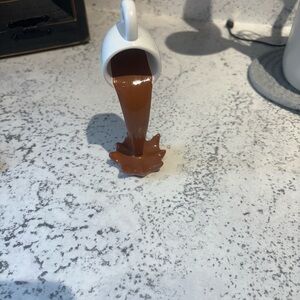 Miniature White Mug with Brown Spill Decor